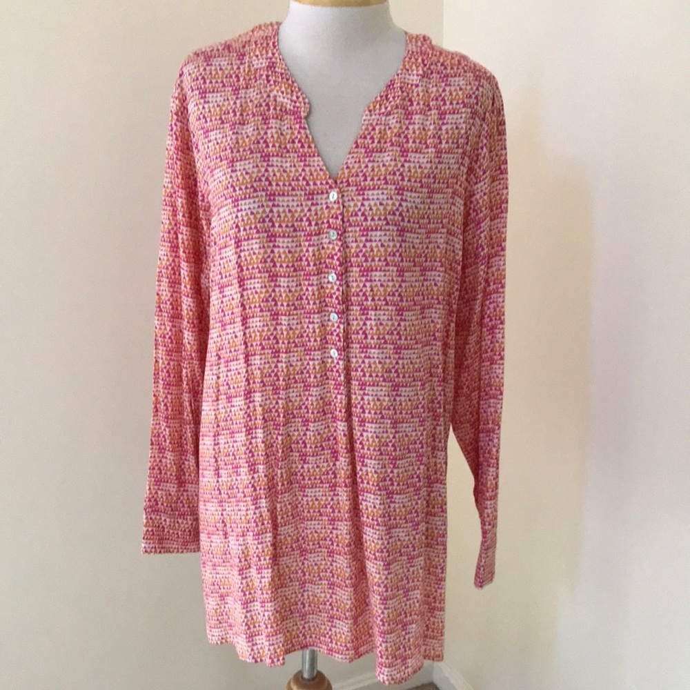 New! Rock flower paper XL pink Zoe long sleeve tunic.